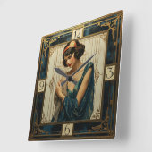Art Deco Meisje Vierkante Klok (Hoek)