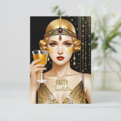 Art Deco Meisjesfeest Kaart (Staand voorkant)
