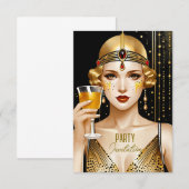 Art Deco Meisjesfeest Kaart (Voorkant / Achterkant)