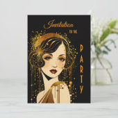Art Deco Meisjesfeest Kaart (Staand voorkant)
