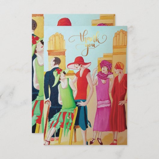 Art Deco Mensen en Mode Bedankkaart (Voorkant / Achterkant)