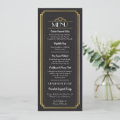 Art Deco Menu Gold Black Weddenschappen Kaart (Staand voorkant)