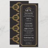 Art Deco Menu Gold Black Weddenschappen Kaart (Voorkant / Achterkant)