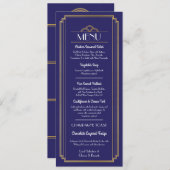 Art Deco Menu Gold Navy Wedding 1920 (Voorkant / Achterkant)