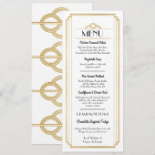 Art Deco Menu Gold White Weduwen Reception Kaart (Voorkant / Achterkant)