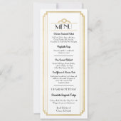 Art Deco Menu Gold White Weduwen Reception Kaart (Voorkant)