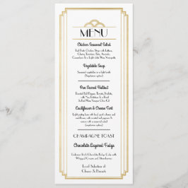 Art Deco Menu Gold White Weduwen Reception Kaart