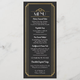 Art Deco Menu Goud Zwart Trouwreceptie Kaart