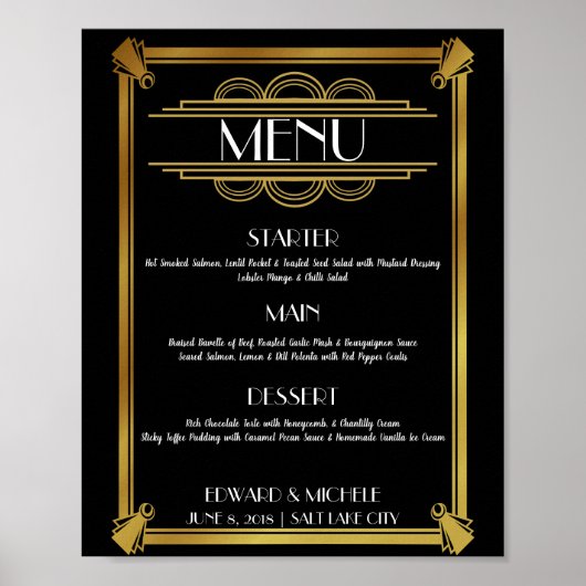 Art Deco menuposter Poster (Voorkant)
