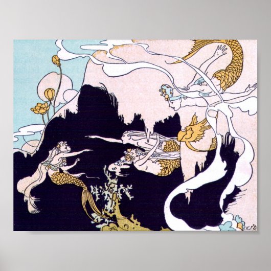 Art Deco Mermaids Poster (Voorkant)