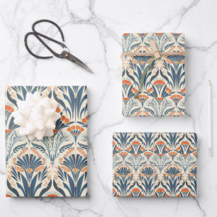Art Deco met bloemige vintage inspiratie Inpakpapier Vel