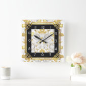 Art Deco met gouden rozen Vierkante Klok (Huis)