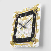 Art Deco met gouden rozen Vierkante Klok (Hoek)