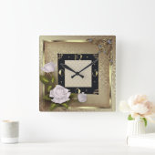 Art Deco met rozen Vierkante Klok (Huis)
