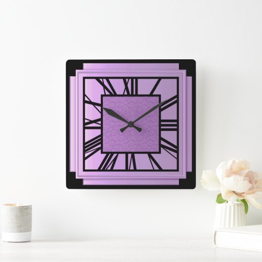 Art Deco, metaalorchidee Vierkante Klok (Huis)