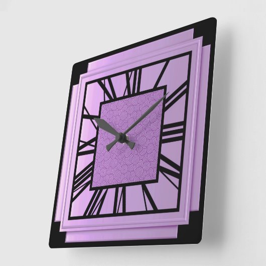 Art Deco, metaalorchidee Vierkante Klok (Hoek)