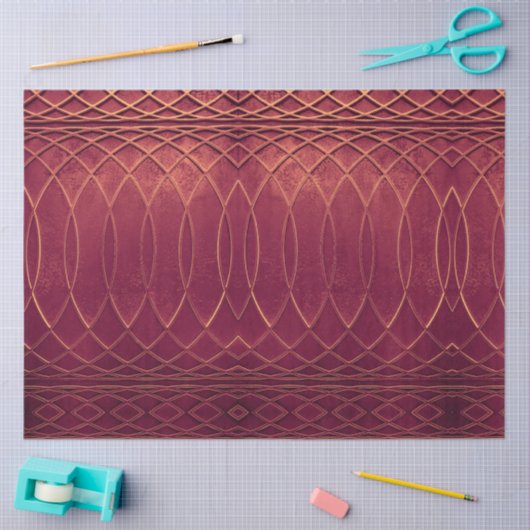 Art Deco Metallic Burgandy Wine Decoupage Tissuepapier (Craft)