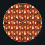 Art Deco Metallic Geometric - Copper and Rust Grote Klok<br><div class="desc">Art Deco Industrial Chic geometric pattern in a metallic 3-d effect - shades of bright to deep copper or a rust brown background</div>