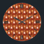 Art Deco Metallic Geometric - Copper and Rust Grote Klok<br><div class="desc">Art Deco Industrial Chic geometric pattern in a metallic 3-d effect - shades of bright to deep copper or a rust brown background</div>