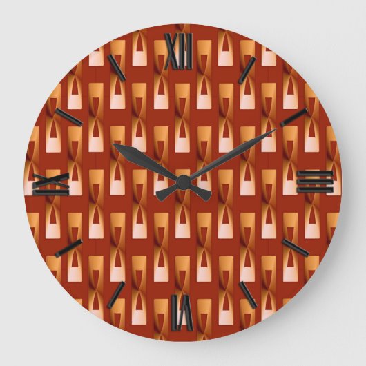Art Deco Metallic Geometric - Copper and Rust Grote Klok (Voorkant)