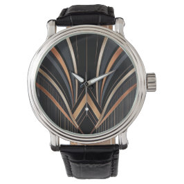Art Deco Metallic Geometric Elegance Horloge