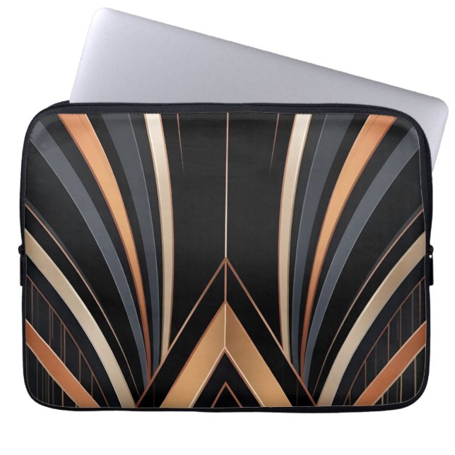 Art Deco Metallic Geometric Elegance Laptop Sleeve (Voorkant)