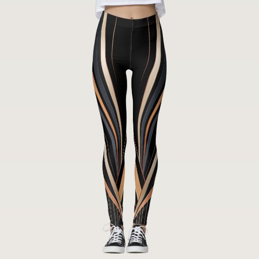Art Deco Metallic Geometric Elegance Leggings (Voorkant)