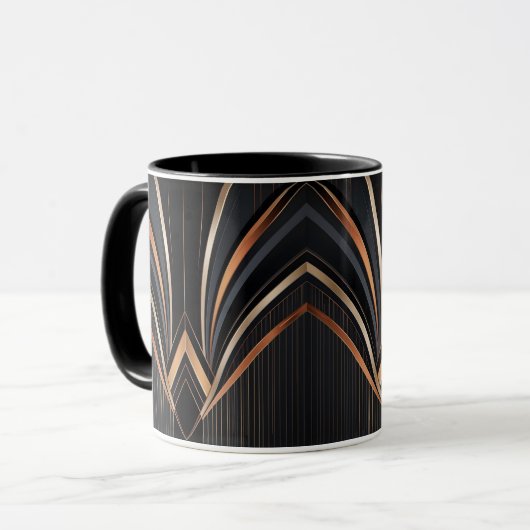 Art Deco Metallic Geometric Elegance Mok (Voorkant links)