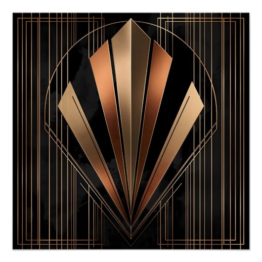 Art Deco Metallic Geometric Elegance Perfect Poster (Voorkant)