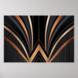 Art Deco Metallic Geometric Elegance Poster