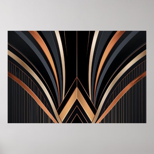 Art Deco Metallic Geometric Elegance Poster (Voorkant)