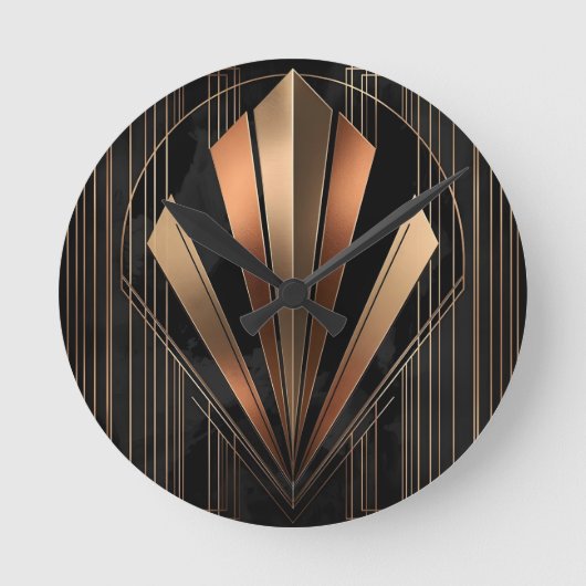Art Deco Metallic Geometric Elegance Ronde Klok (Voorkant)
