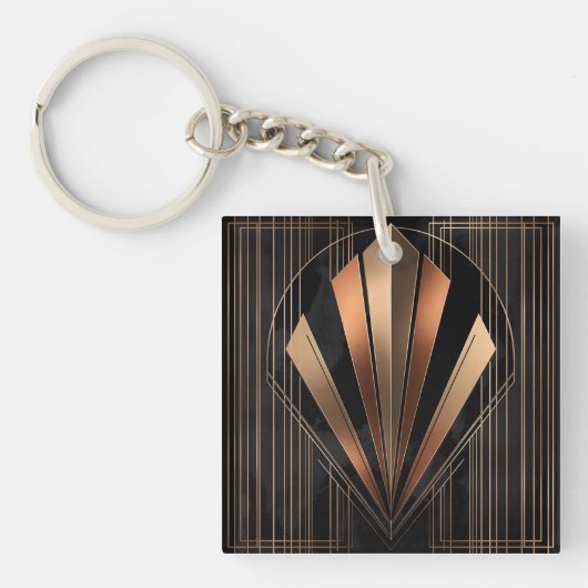 Art Deco Metallic Geometric Elegance Sleutelhanger (voorkant)