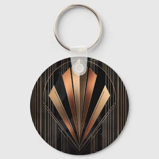 Art Deco Metallic Geometric Elegance Sleutelhanger (Voorkant)