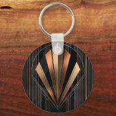 Art Deco Metallic Geometric Elegance Sleutelhanger (Achterkant)