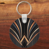 Art Deco Metallic Geometric Elegance Sleutelhanger (Achterkant)