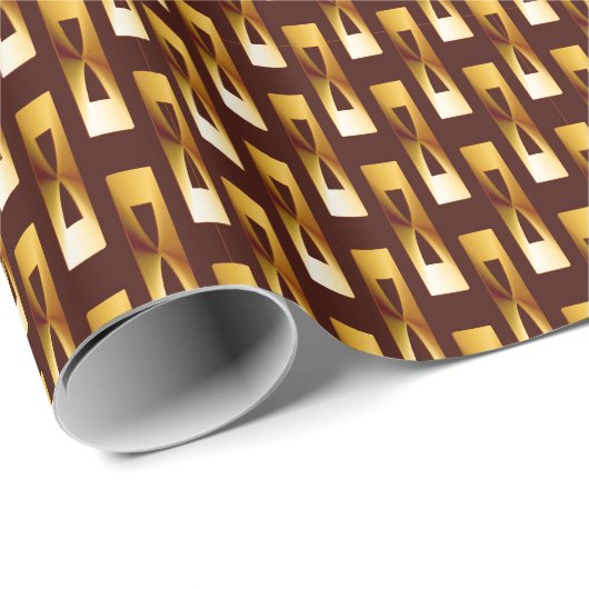 Art Deco Metallic Geometric - Gold en chocolade Cadeaupapier (Rol Hoek)
