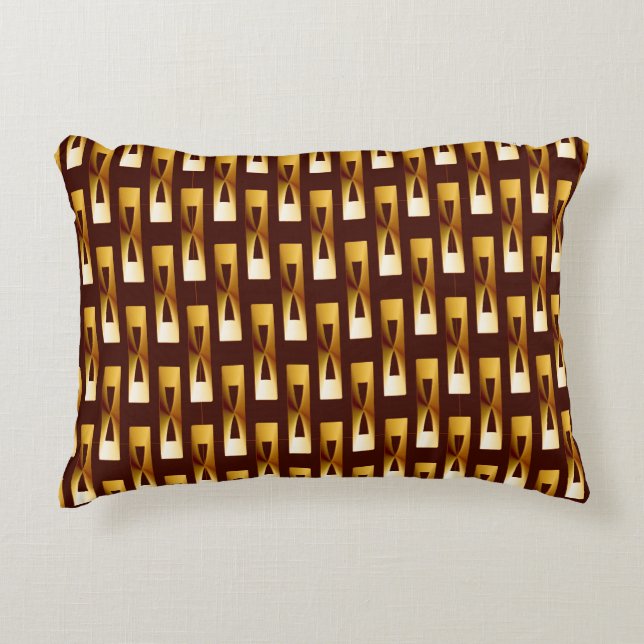 Art Deco Metallic Geometric - Gold en chocolade Decoratief Kussen (Voorkant)
