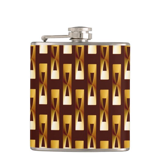 Art Deco Metallic Geometric - Gold en chocolade Heupfles (Voorkant)