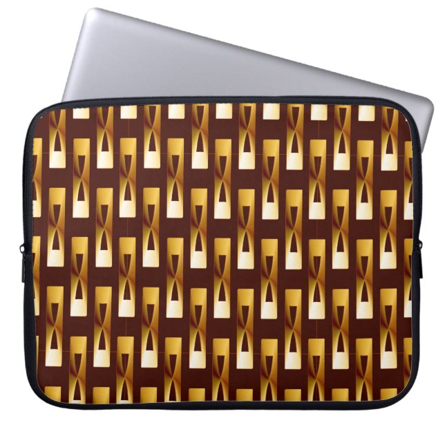 Art Deco Metallic Geometric - Gold en chocolade Laptop Sleeve (Voorkant)