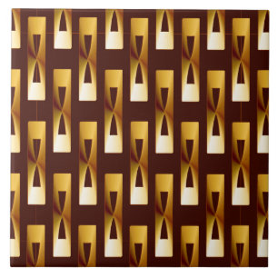 Art Deco Metallic Geometric - Gold en chocolade Tegeltje