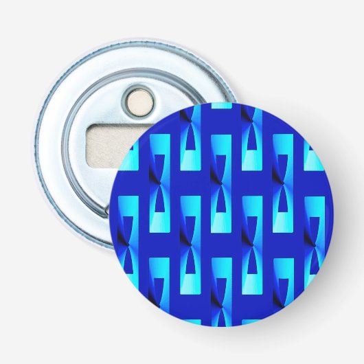 Art Deco Metallic Geometric - Kobalt Blue Button Flesopener (Voorkant)