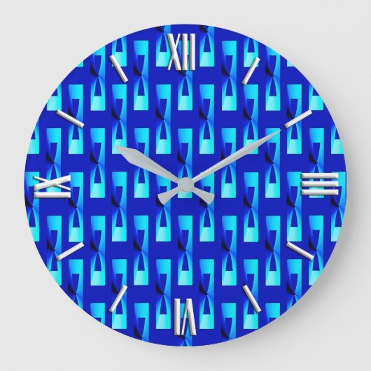 Art Deco Metallic Geometric - Kobalt Blue Grote Klok (Voorkant)