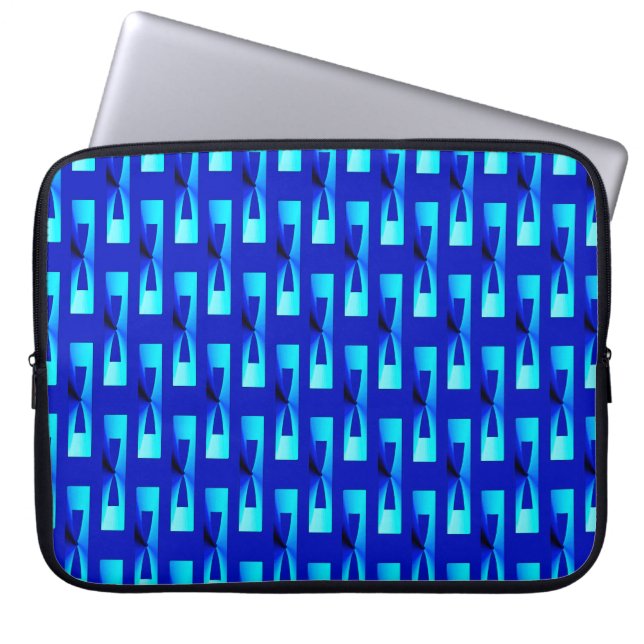 Art Deco Metallic Geometric - Kobalt Blue Laptop Sleeve (Voorkant)