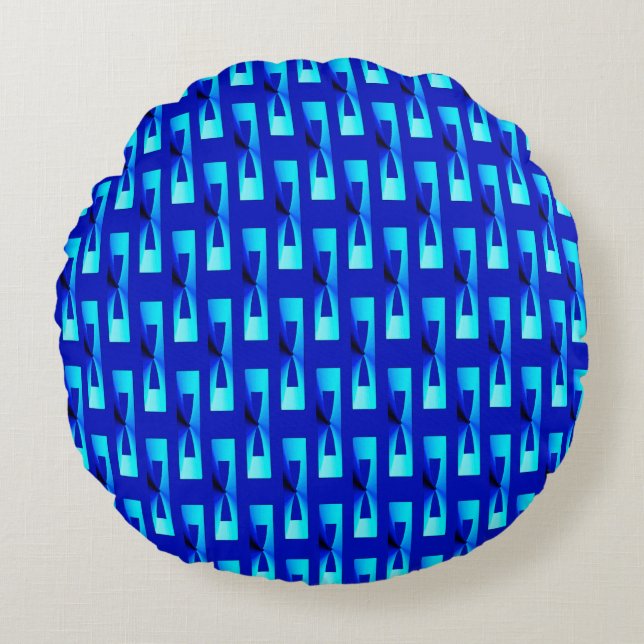 Art Deco Metallic Geometric - Kobalt Blue Rond Kussen (Voorkant)