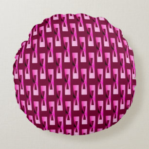 Art Deco Metallic Geometric - Orchid en Paars Rond Kussen