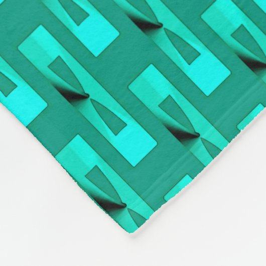 Art Deco Metallic Geometric - Peacock en Blauwgroe Fleece Deken (Hoek)