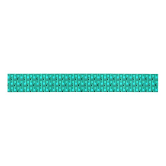 Art Deco Metallic Geometric - Peacock en Blauwgroe Grosgrain Lint (Voorkant)