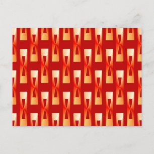 Art Deco Metallic Geometric - Red en Coral Briefkaart