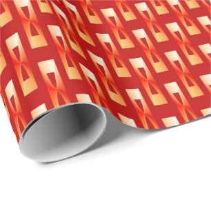 Art Deco Metallic Geometric - Red en Coral Cadeaupapier